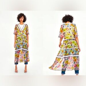 Zara (trf collection) Print Kimono Kaftan Robe Dress